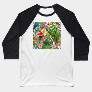 Macaw parrots in tropical forest acrylic painting Baseball T-Shirt